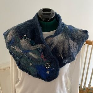 Handmade extremely soft felted woolen scarf/collar.
